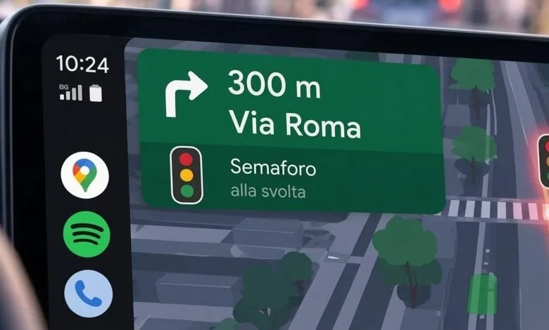 Novità Google Maps su Android Auto: semafori e stop indicati sul percorso